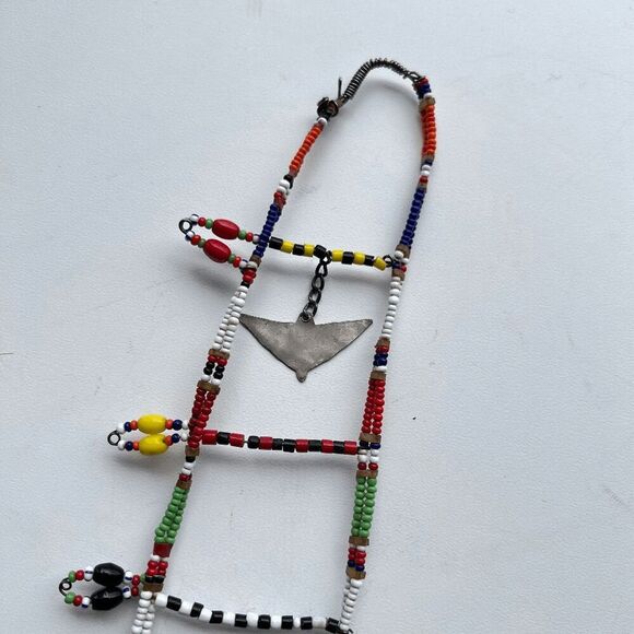 Vintage Maasai Beaded Ladder Earring – Kenyan Tribal Jewelry with Unique Story - Picture 6 of 10
